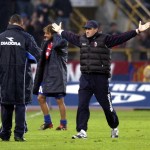 Francesco Guidolin, coach of Bologna celebrates as his side score
