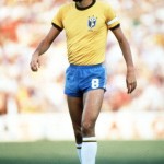 1982 World Cup Finals. Seville, Spain. 23rd June, 1982. Brazil 4 v New Zealand 0. Brazil's Socrates