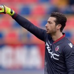 Antonio Mirante of Bologna FC gestures during the Serie A