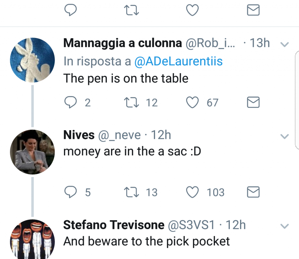 commenti inglese