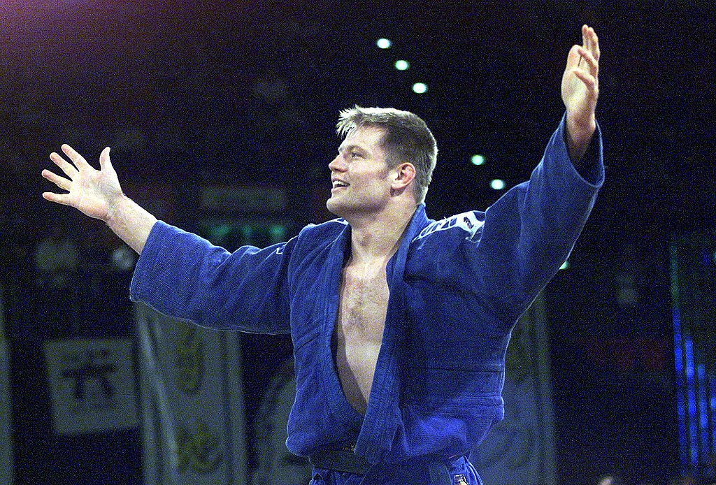 Dennis Van Der Geest of The Netherlands celebrates
