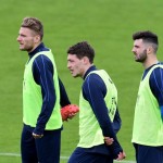 Calciomercato Milan: Immobile, Belotti e Cutrone insieme durante un allenamento dell'Italia.