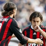 Paolo Maldini con Andrea Pirlo con la maglia del Milan