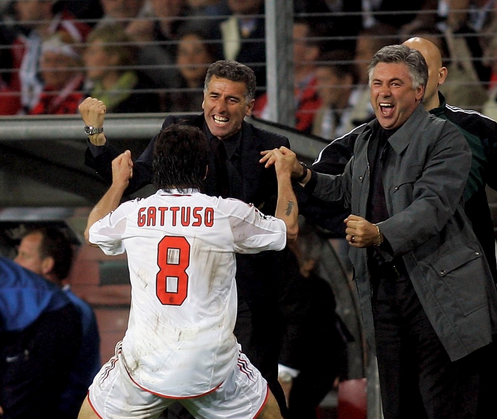 Gattuso, Tassotti e Ancelotti