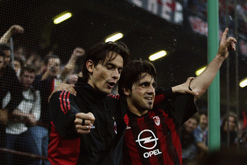 Inzaghi con la maglia del Milan