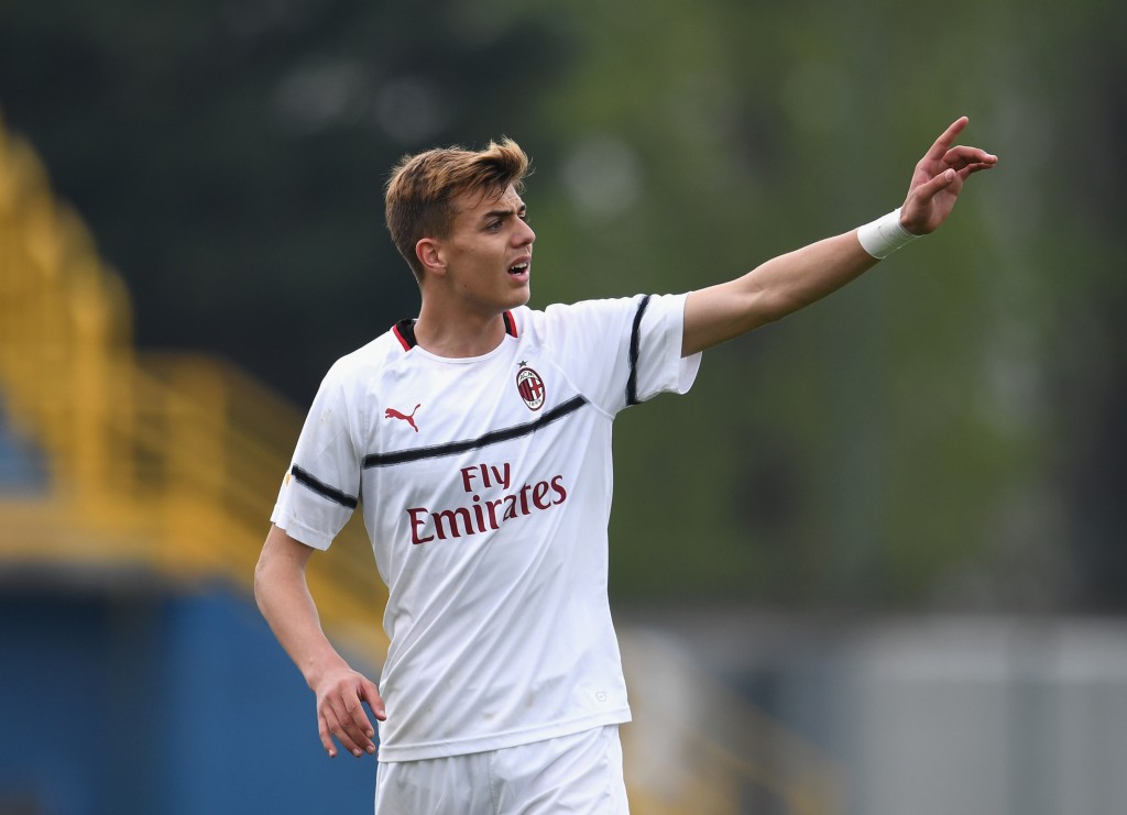 Daniel Maldini con la maglia del Milan