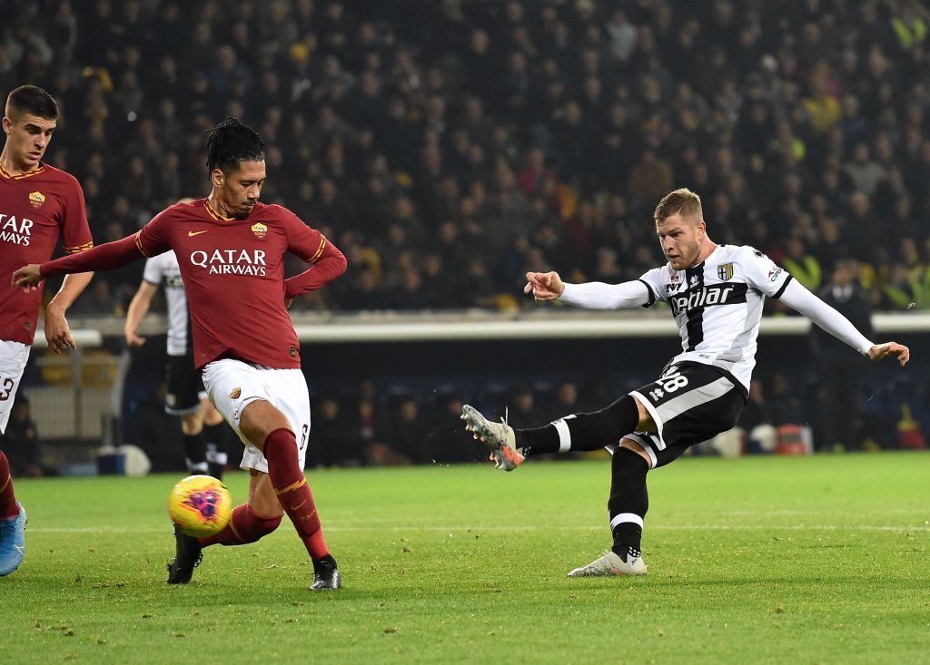 Smalling con la maglia della Roma