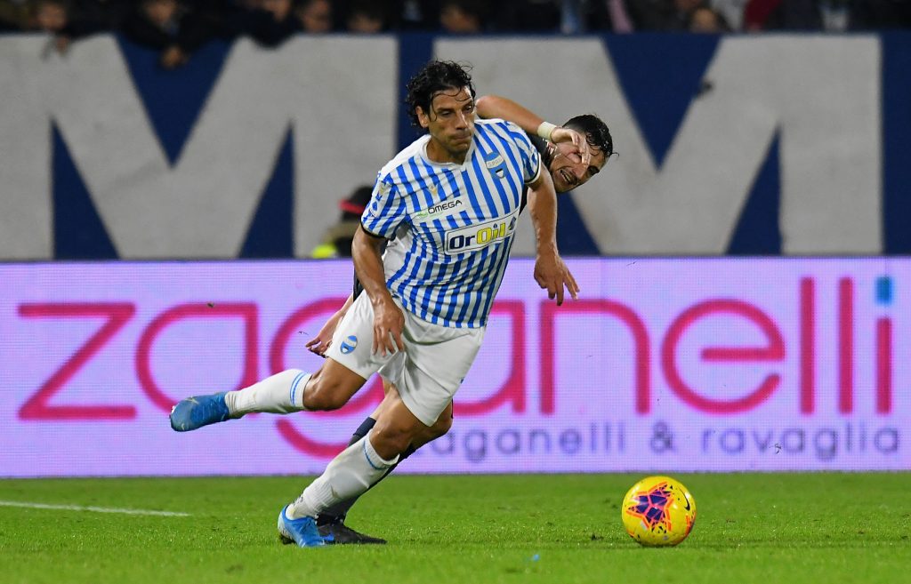 Floccari con la maglia della spal