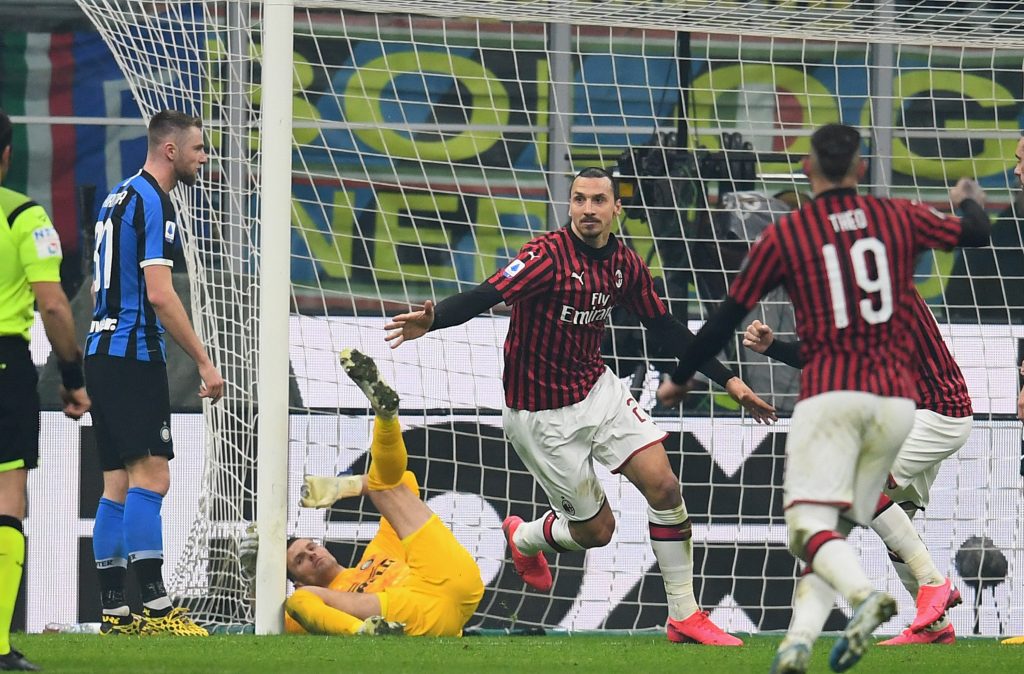 Il gol di Ibra nel derby perso 4-2 a febbraio 2020
