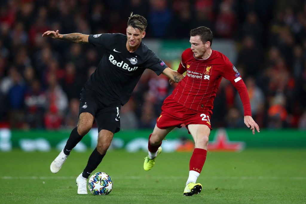 Szoboszlai in azione contro il Liverpool