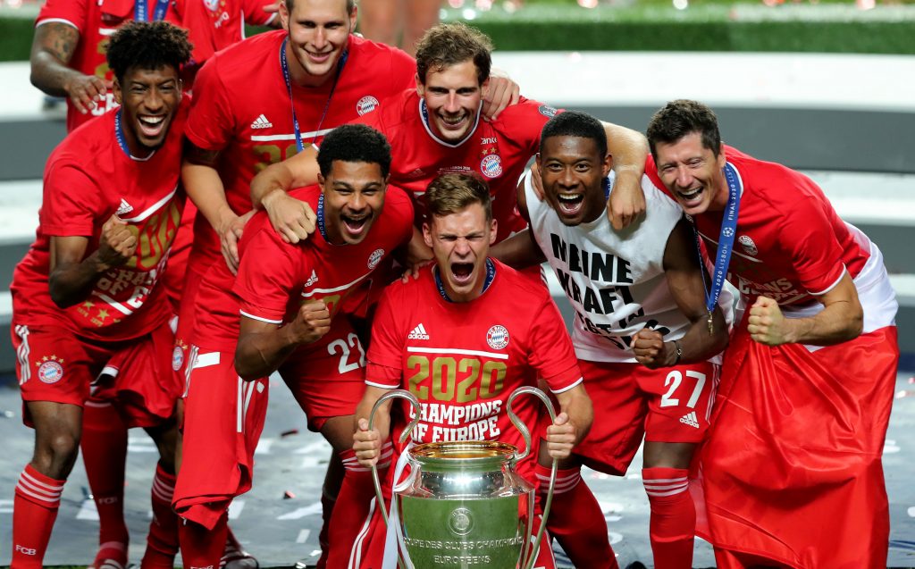 Il Bayern Monaco festeggia la Champions League vinte nel 2020.