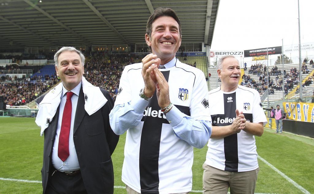 Giovanni Galli durante il centenario del Parma
