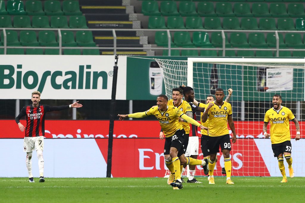 L'esultanza di Becao dopo il goal al Milan