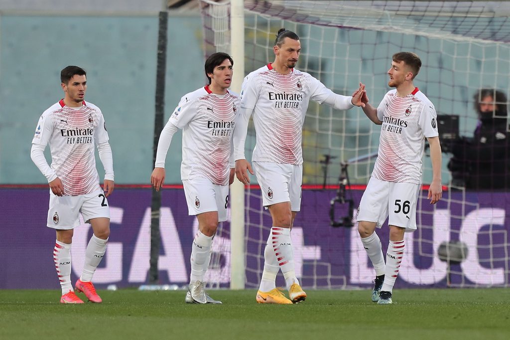 Brahim Diaz, Sandro Tonali, Zlatan Ibrahimovic e Alexis Saelemaekers