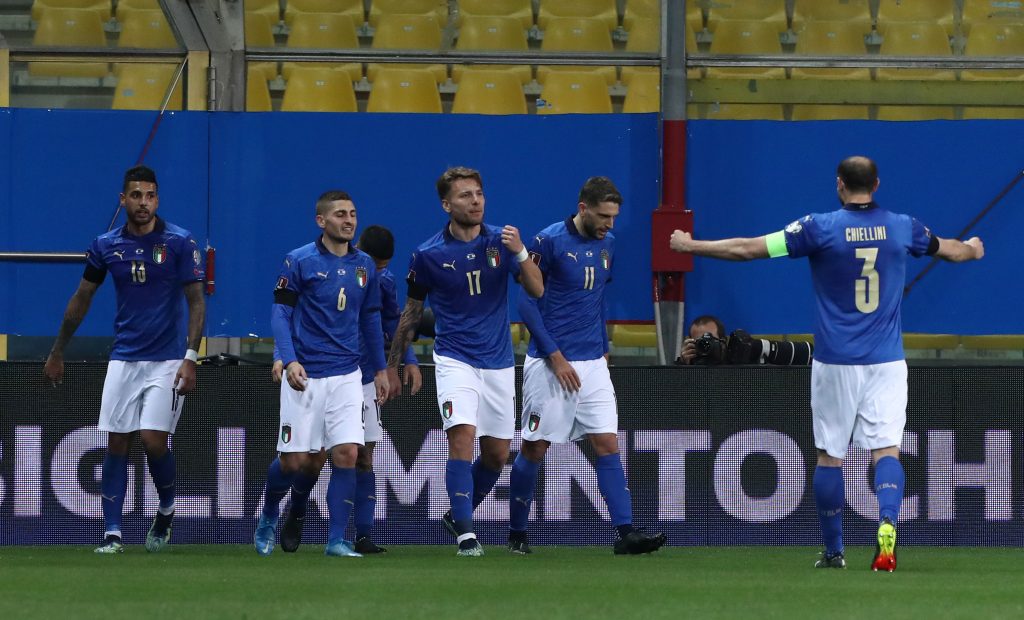La Nazionale Italiana festeggia un goal