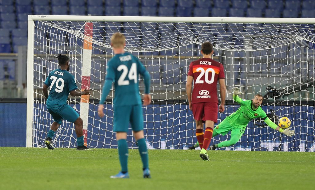 Il rigore trasformato da Kessie in Roma-Milan