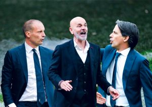 I 3 allenatori delle big italiane: Allegri (Juventus), Pioli (Milan), Inzaghi (Inter)