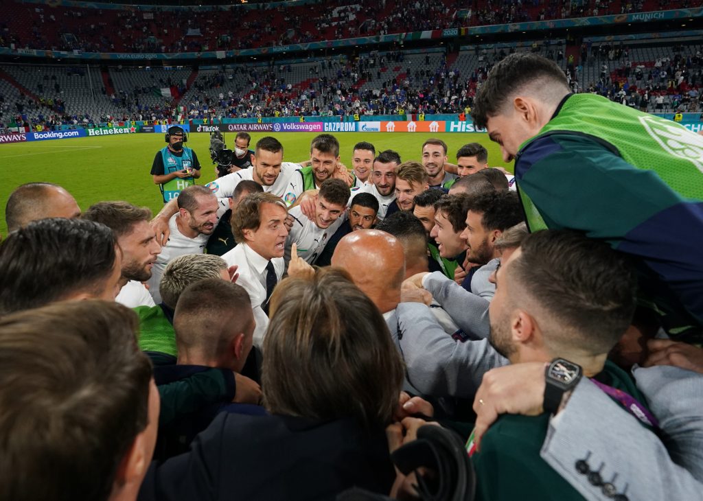 L'Italia festeggia la vittoria contro il Belgio