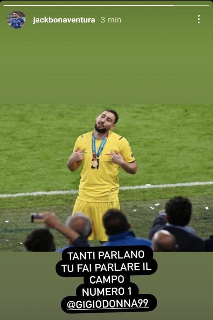 La storia Instagram di Bonaventura per Donnarumma