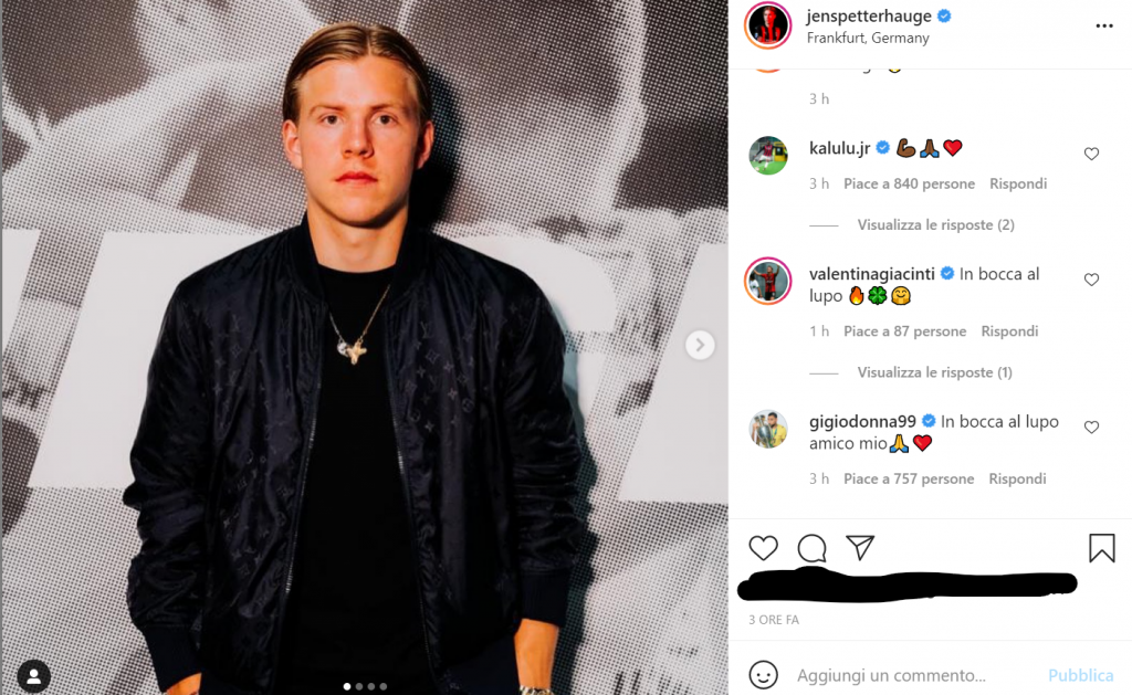 I commenti sotto il post di Hauge