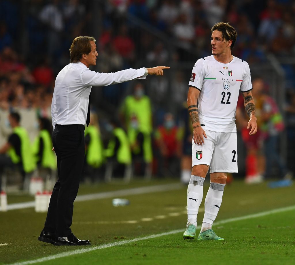 Roberto Mancini con Niccolò Zaniolo