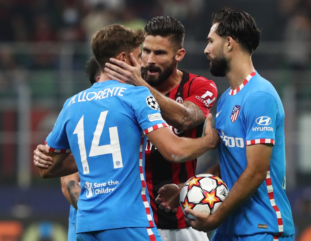Giroud durante Milan-Atletico Madrid