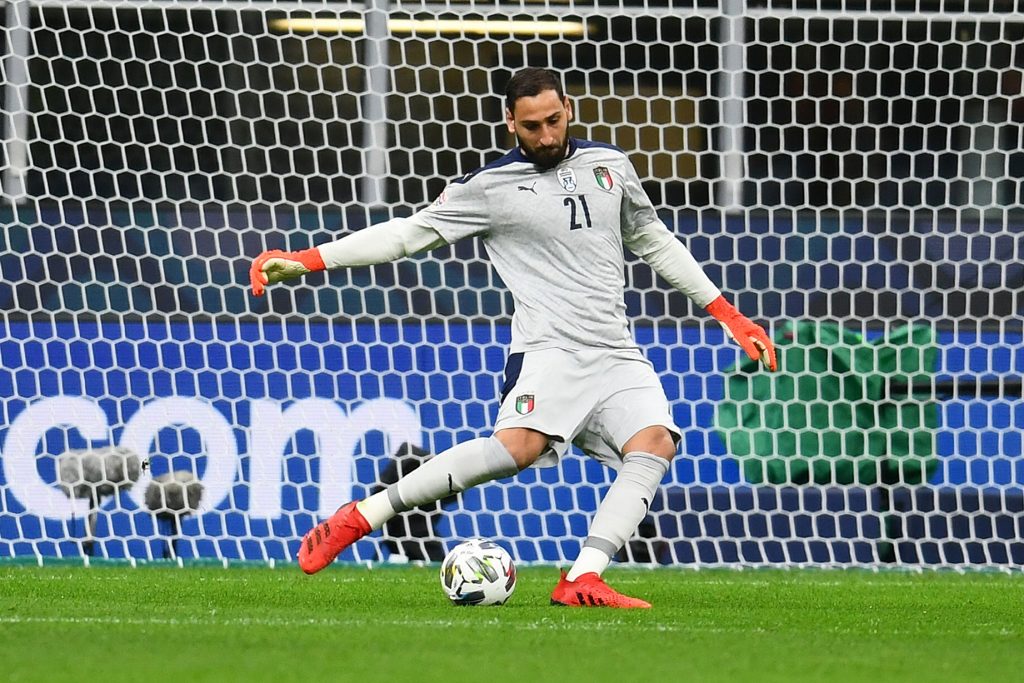 Gianluigi Donnarumma durante Italia-Spagna di Nations League a San Siro.