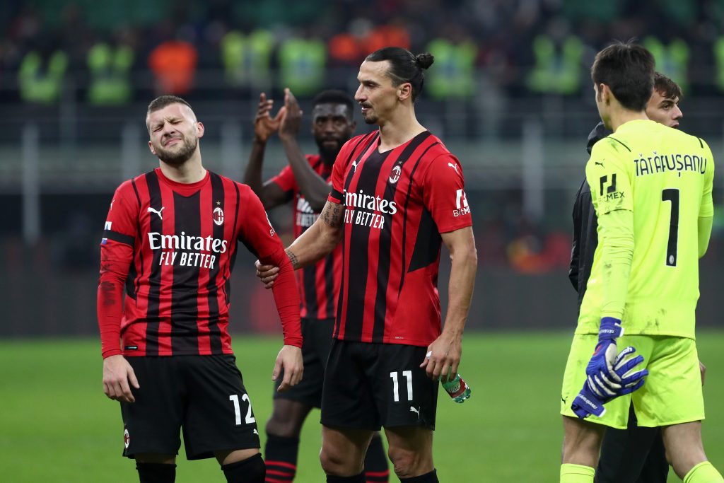 Il Milan durante il derby contro l'Inter.